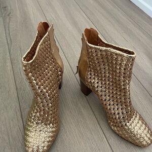 Sezane Metallic Woven Ankle Boots - Gold never worn